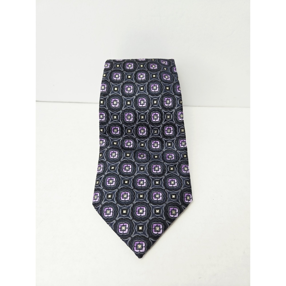 Canali Men's Tie‎ Italy purple black pattern %100 silk